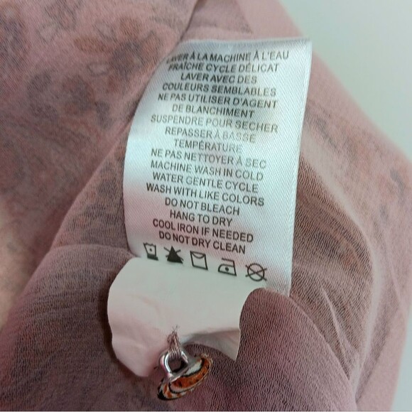 RACHEL ZOE Women’s Neutral Paisley Sheer Blouse Medium Boho Balloon Cropped - Picture 11 of 11